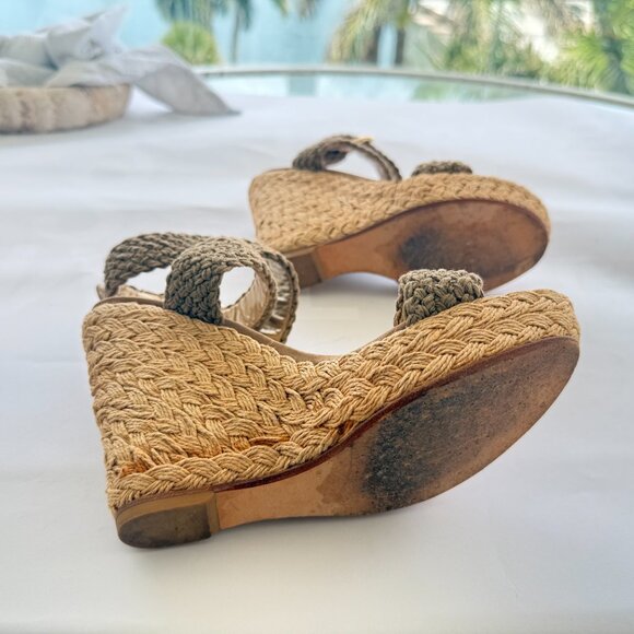 Vintage Stuart Weitzman Wedge Espadrilles in Olive - Picture 5 of 5